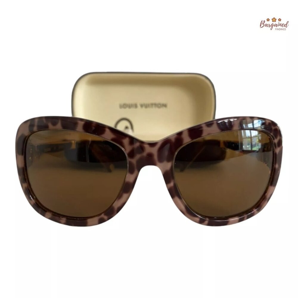 Authentic LOUIS VUITTON Brown/Beige Leopard Spotted Acetate Sunglasses Z0558W